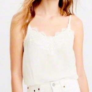 Abercrombie Swiss Dot Lace Trim Tank Top White Blouse Lingerie Y2K 90s Bridal